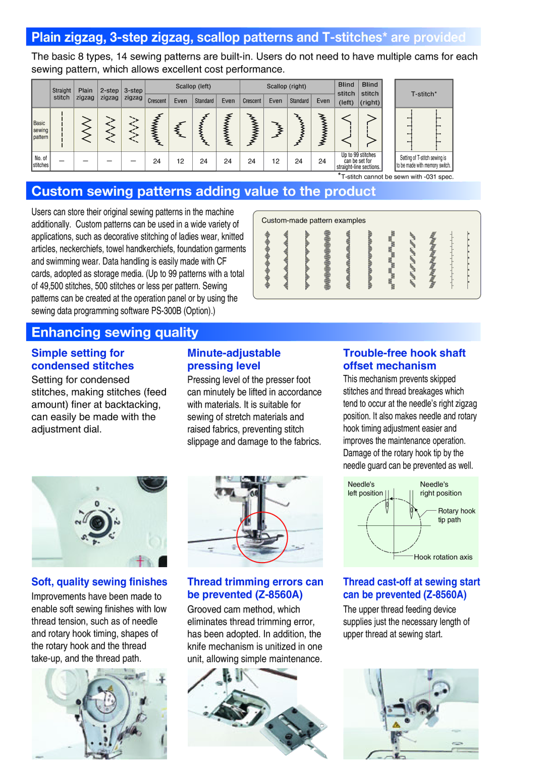 Brother Z-8560A, Z-8550A manual Custom sewing patterns adding value to the product, Enhancing sewing quality 