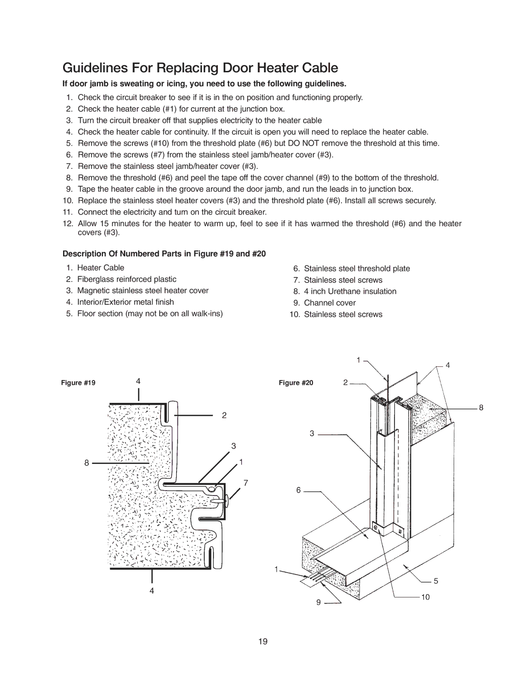 Brown and Son WA Cooler & Freezer manual Guidelines For Replacing Door Heater Cable 