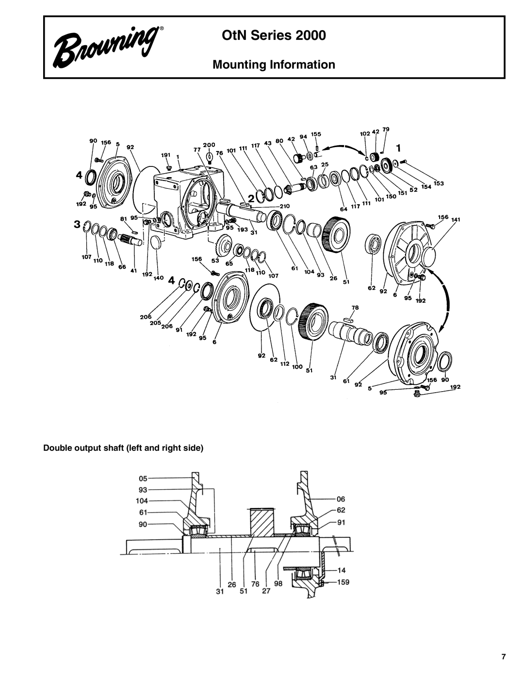 Browning OtN Series 2000 manual Mounting Information, Double output shaft left and right side 