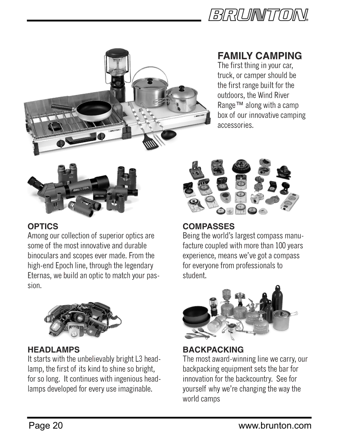 Brunton ROGER 18 SERIES specifications Family Camping 