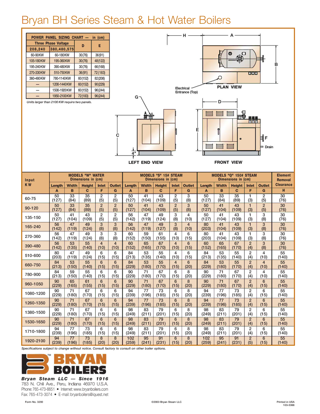 Bryan Boilers 390BHW4T7, 240BHS4T8 manual Bryan BH Series Steam & Hot Water Boilers 