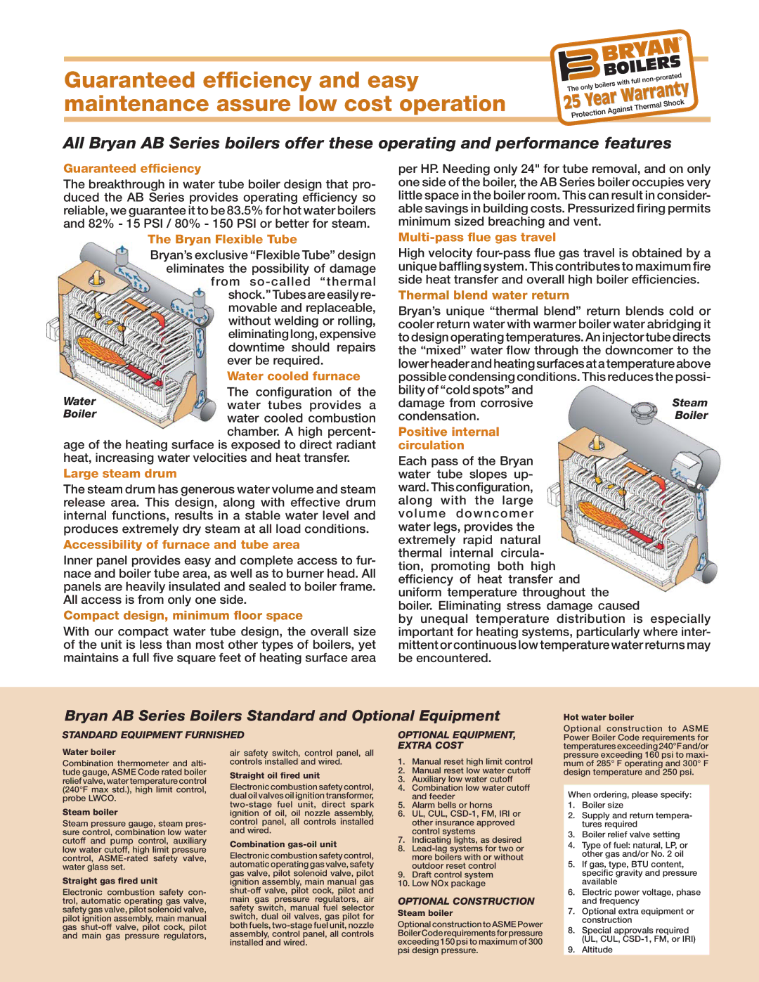 Bryan Boilers AB120-W-FDGO Hot water boiler, Water boiler, Steam boiler, Straight gas ﬁred unit, Straight oil ﬁred unit 