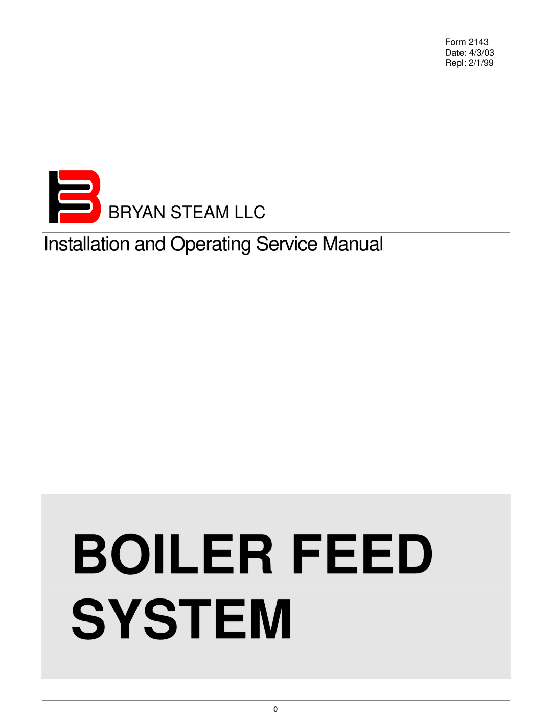 Bryan Boilers AH-FS151250D service manual Boiler Feed System 