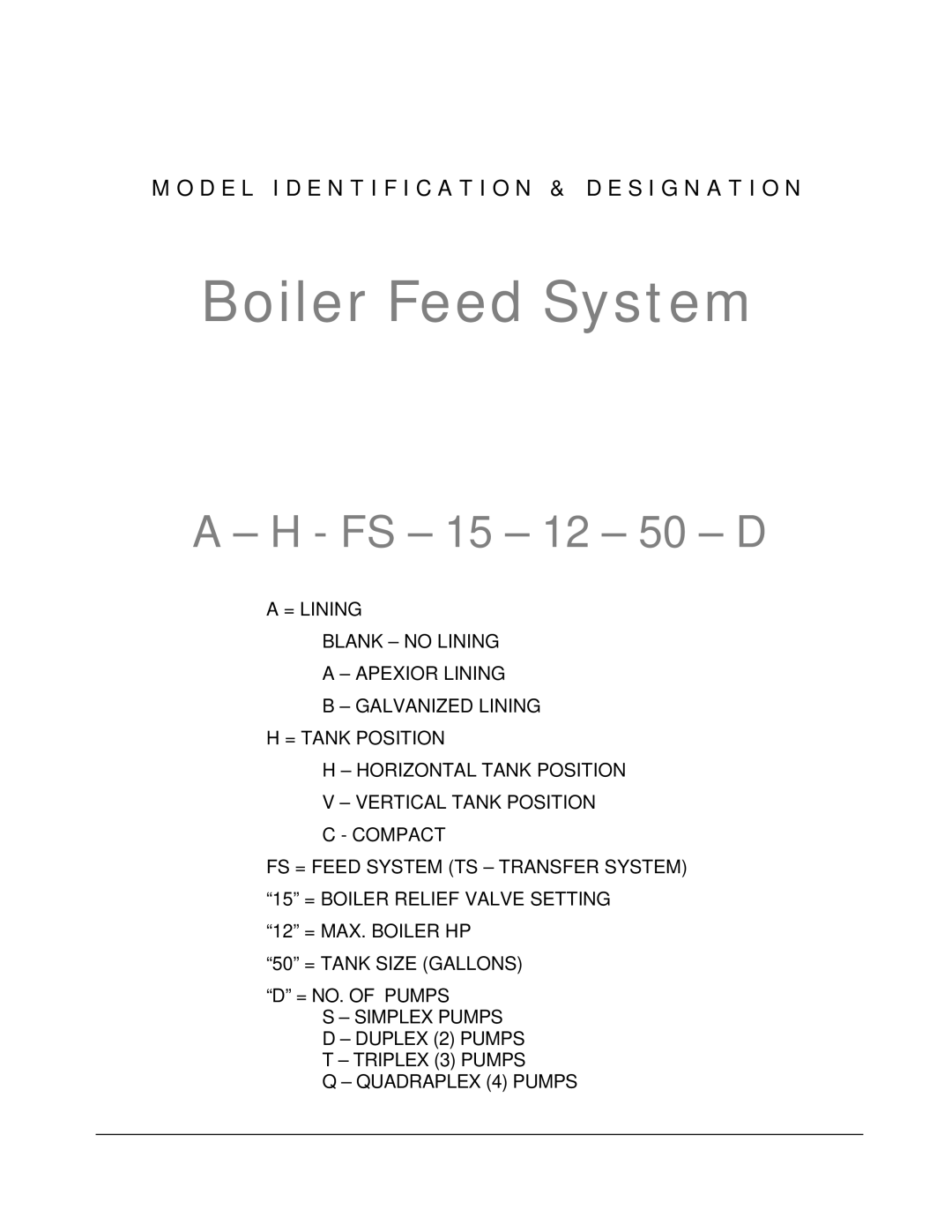 Bryan Boilers AH-FS151250D service manual Boiler Feed System 