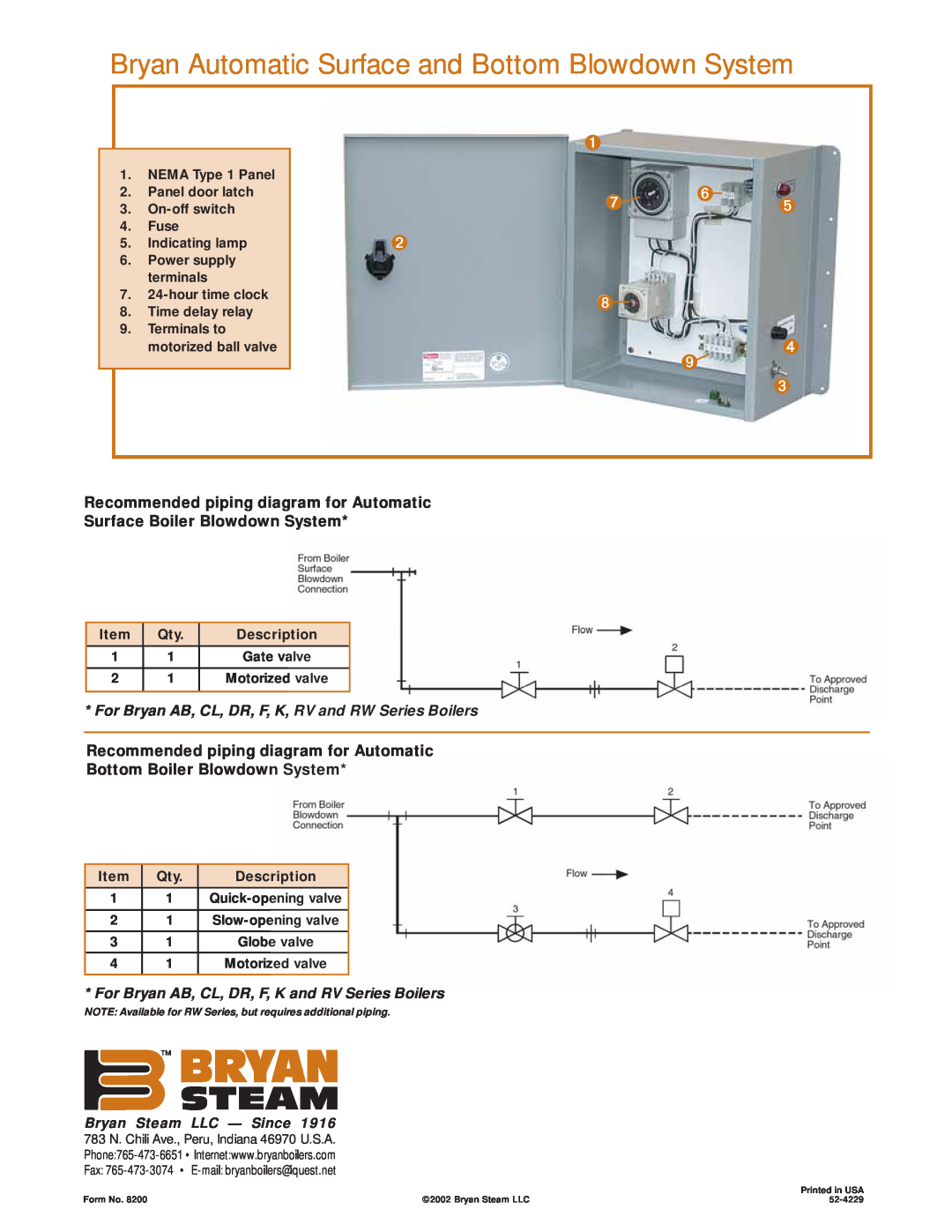 Bryan Boilers F Series Bryan Automatic Surface and Bottom Blowdown System, ➊ ➐ ➏ ➎, ➋ ➑ ➒, Surface Boiler Blowdown System 