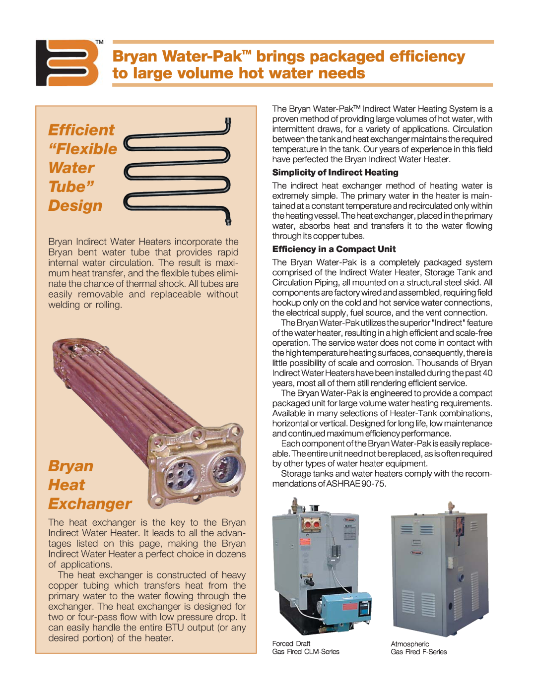 Bryan Boilers CLM-120-WT-FDG-844-AV-CM-IN manual Efficient “Flexible Water Tube” Design, Bryan Heat Exchanger 