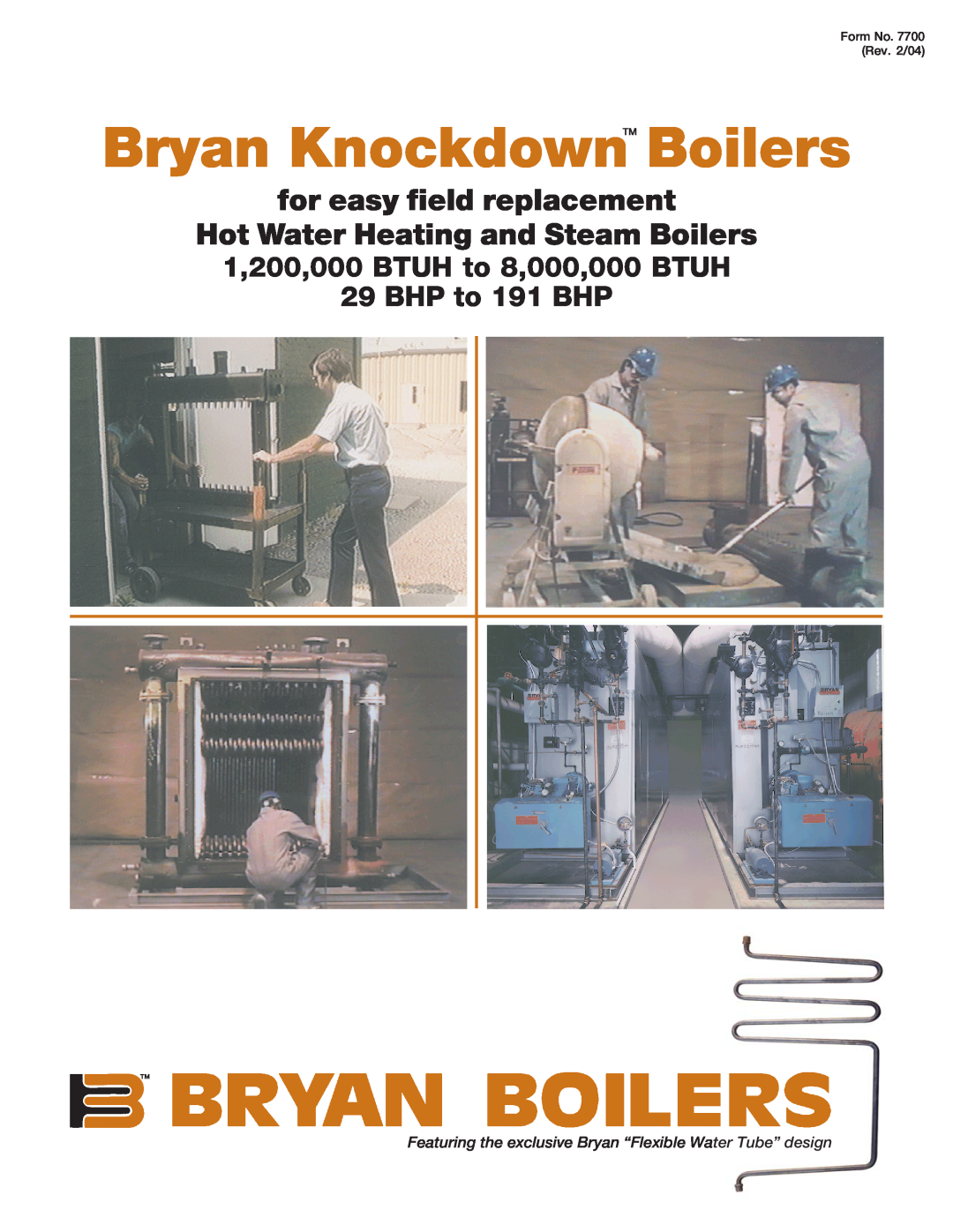 Bryan Boilers CLM-120 29 manual Bryan KnockdownTM Boilers, for easy field replacement Hot Water Heating and Steam Boilers 
