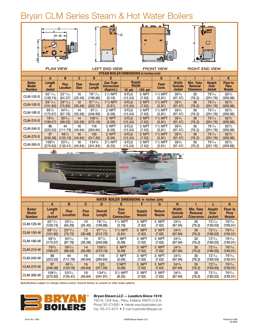 Bryan Boilers manual Bryan CLM Series Steam & Hot Water Boilers 