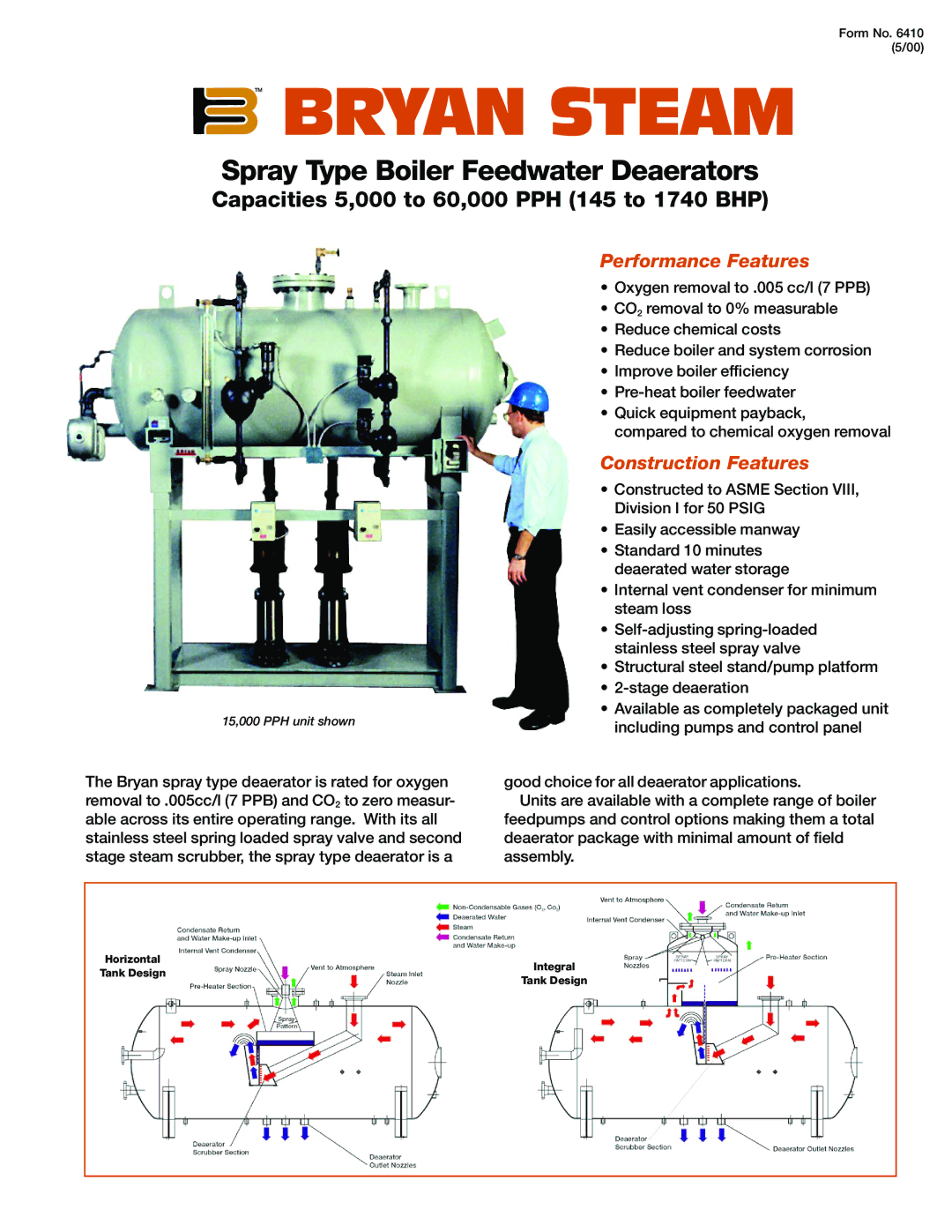 Bryan Boilers DST-50, DST-45, DST-40, DSH-25, DSH-5, DSH-30, DSH-20, DST-35 manual Performance Features, Construction Features 