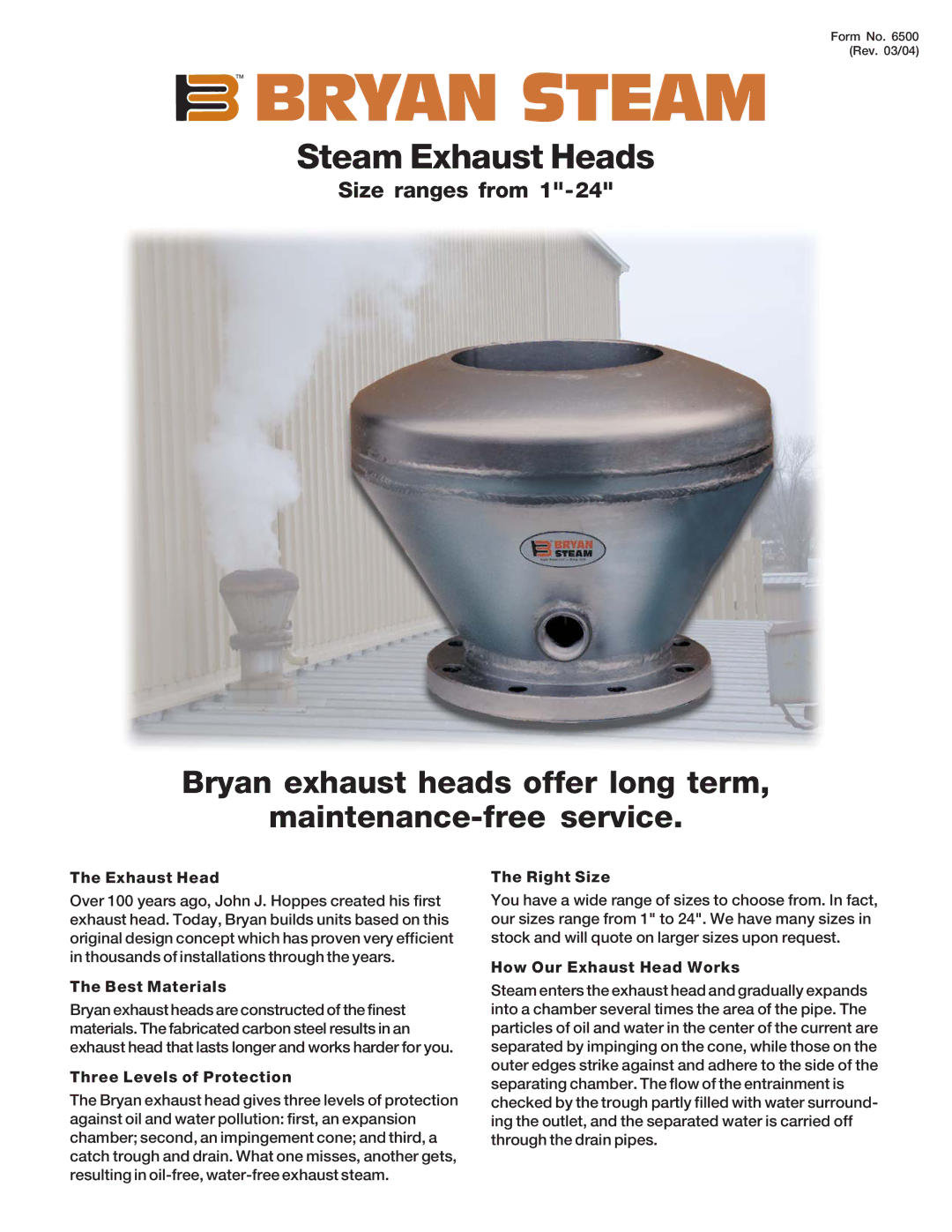 Bryan Boilers None manual TM Bryan Steam, Steam Exhaust Heads 