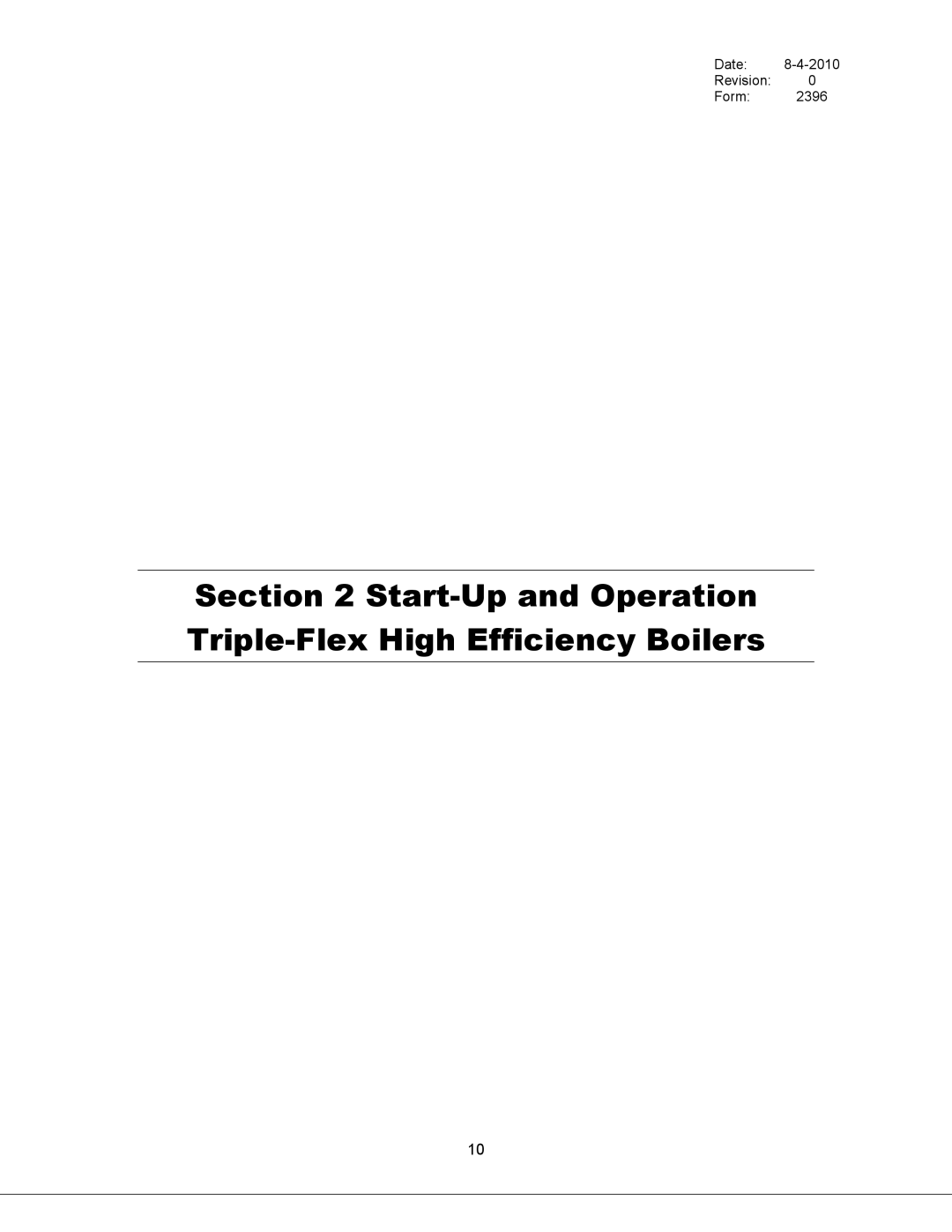 Bryan Boilers Triple-Flex 150, 250, & 300, 200 service manual Start-Up and Operation Triple-Flex High Efficiency Boilers 