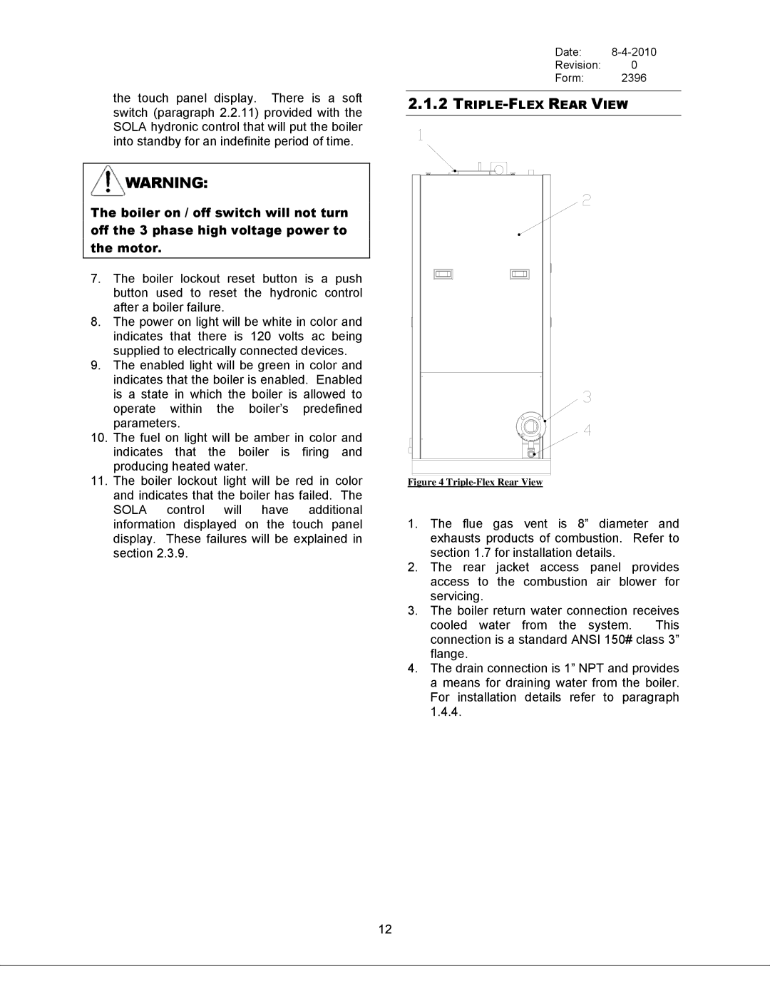 Bryan Boilers & 300, Triple-Flex 150, 250, 200 service manual TRIPLE-FLEX Rear View, Triple-Flex Rear View 