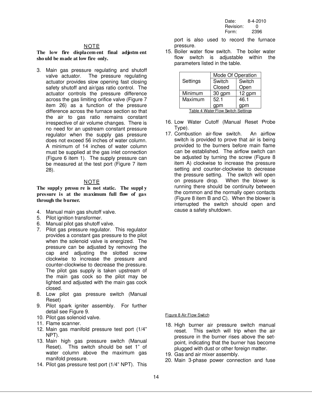 Bryan Boilers Triple-Flex 150, 250, & 300, 200 service manual Air Flow Switch 