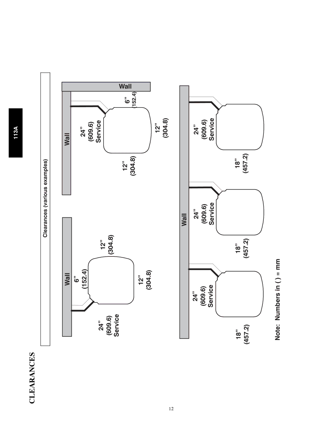 Bryant 113A warranty Clearances 