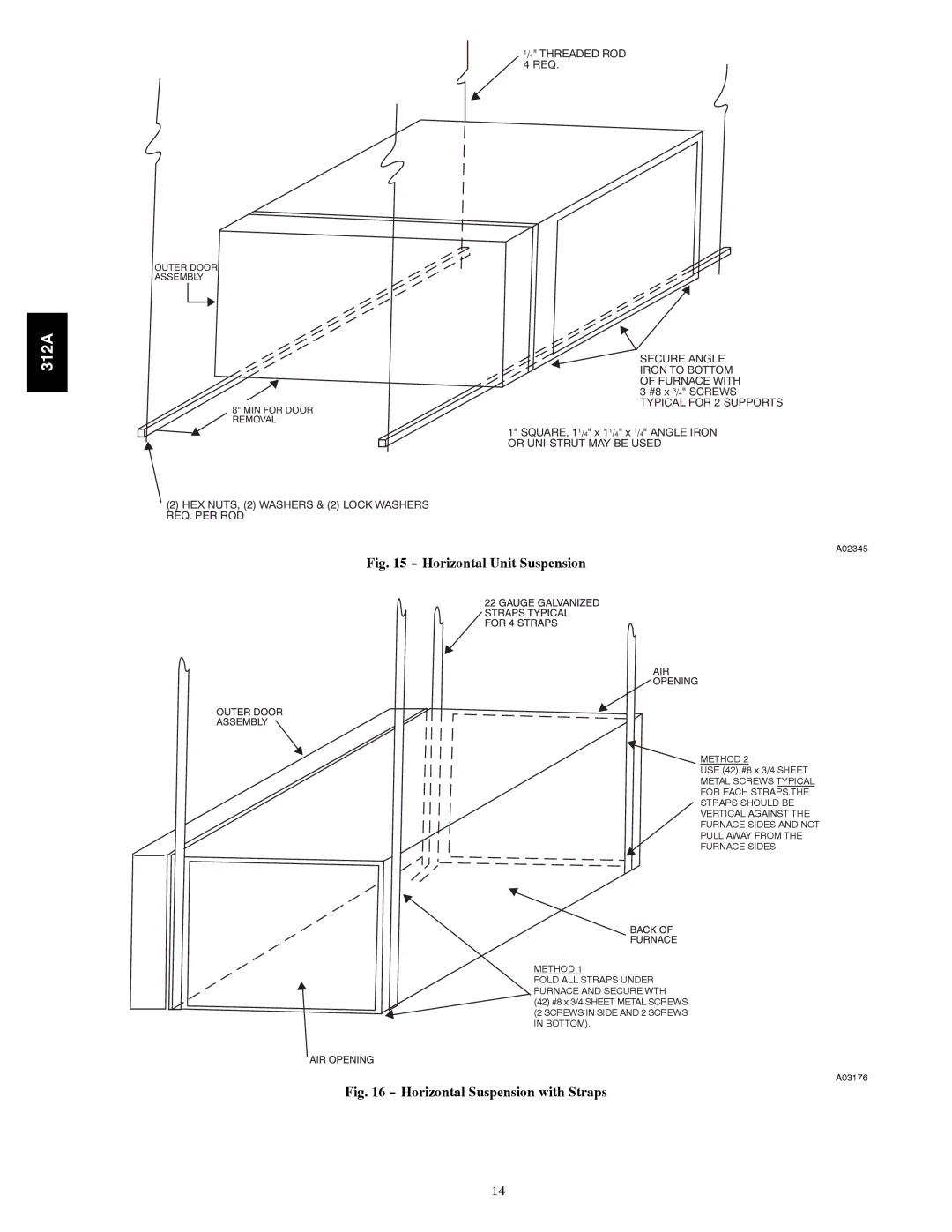 Bryant 120 instruction manual Horizontal Unit Suspension 