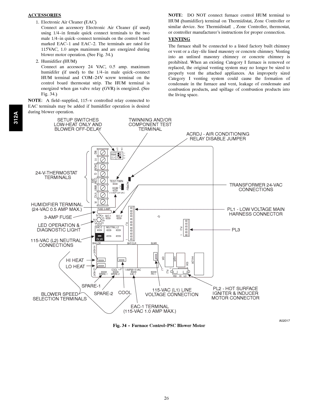 Bryant 120 instruction manual Accessories, Venting 