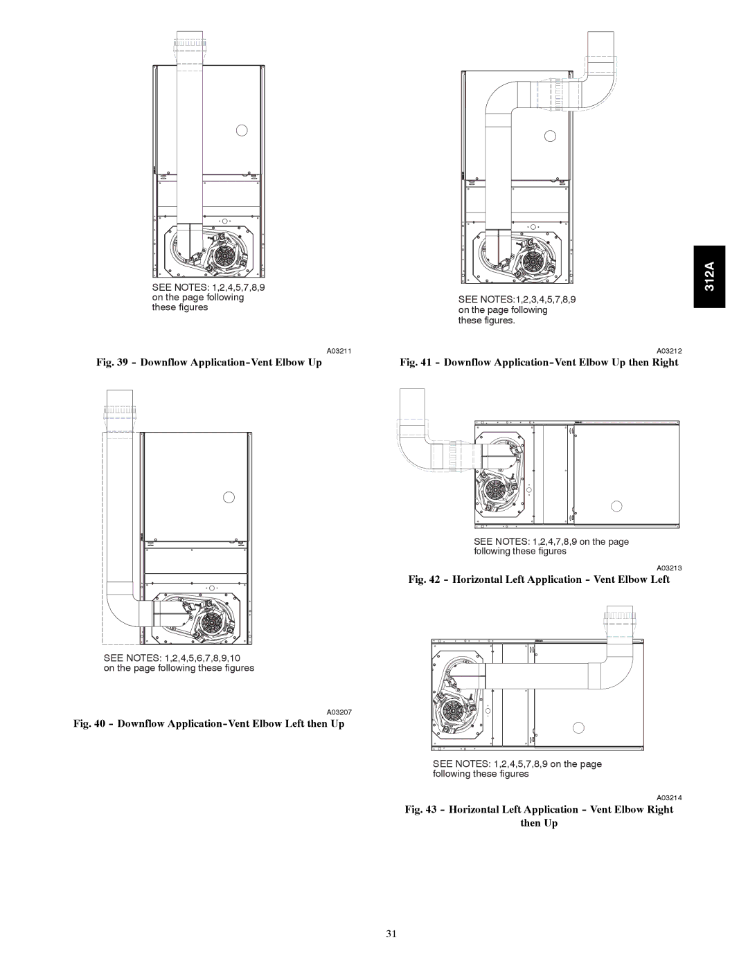 Bryant 120 instruction manual Downflow Application-Vent Elbow Up 