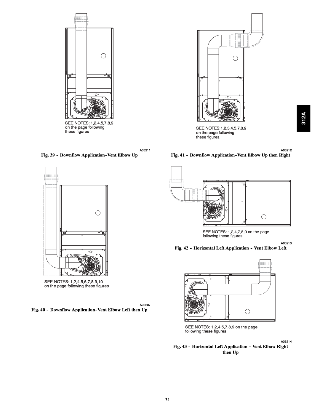 Bryant 120 instruction manual Downflow Application-VentElbow Up, then Up, 312A 