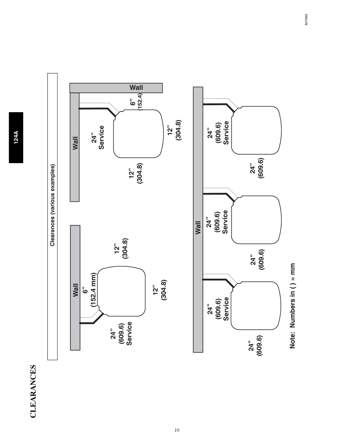 Bryant 124A manual Clearances 