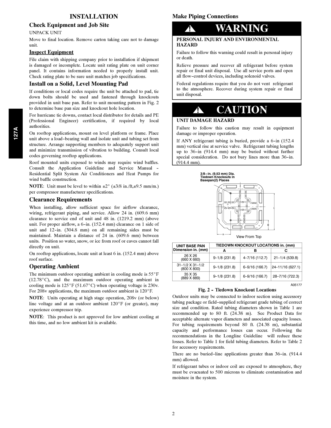 Bryant 127A installation instructions Installation 