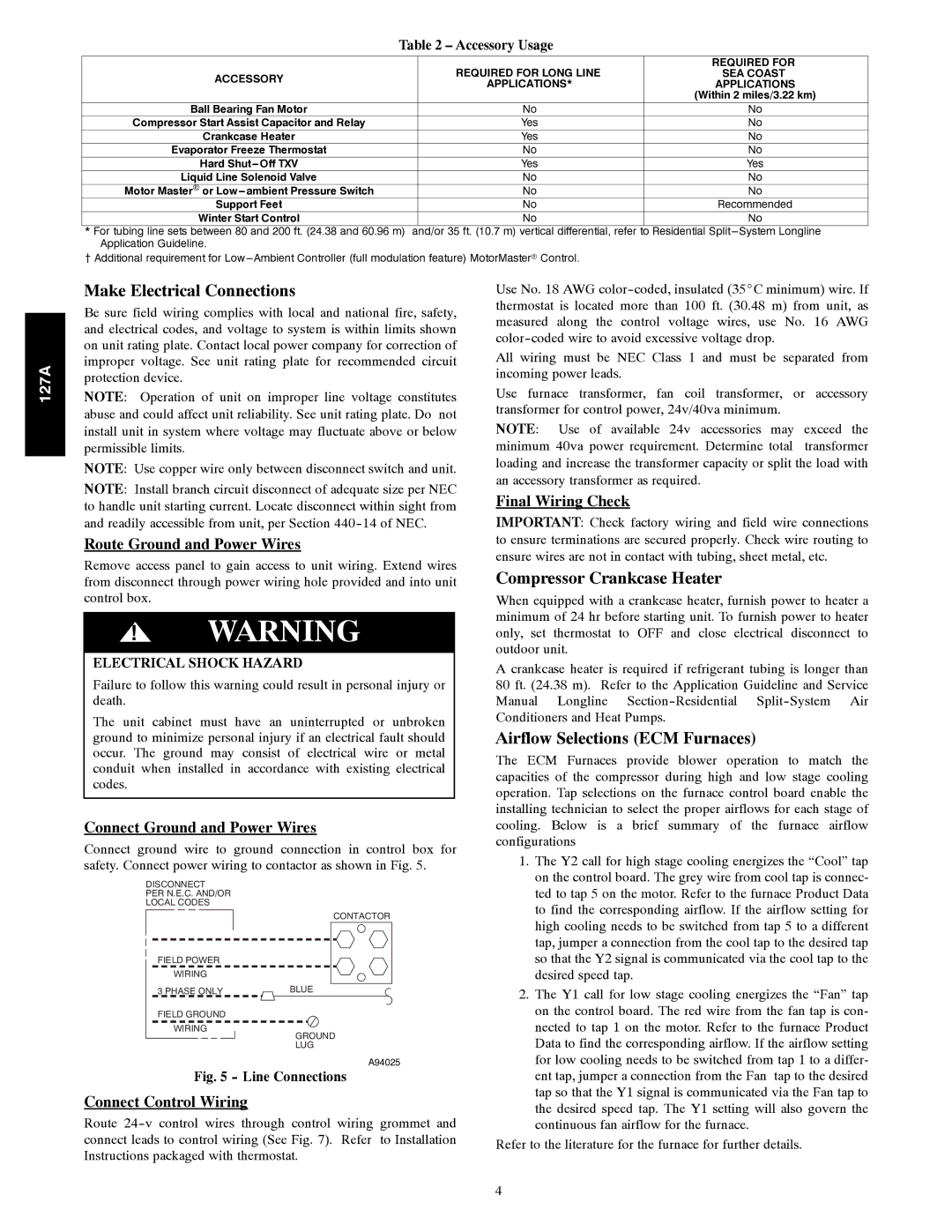 Bryant 127A Make Electrical Connections, Compressor Crankcase Heater, Airflow Selections ECM Furnaces 