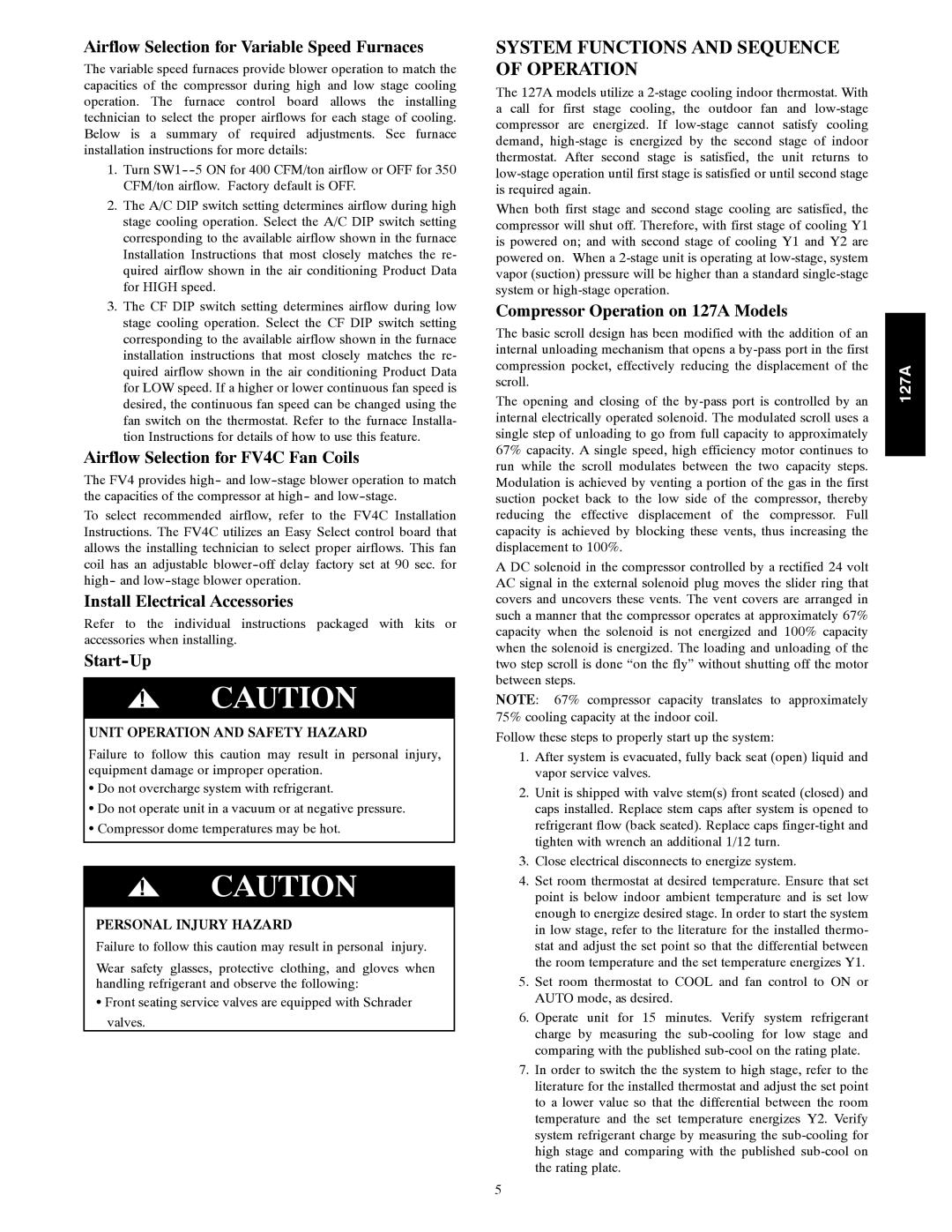 Bryant 127A installation instructions System Functions and Sequence of Operation 