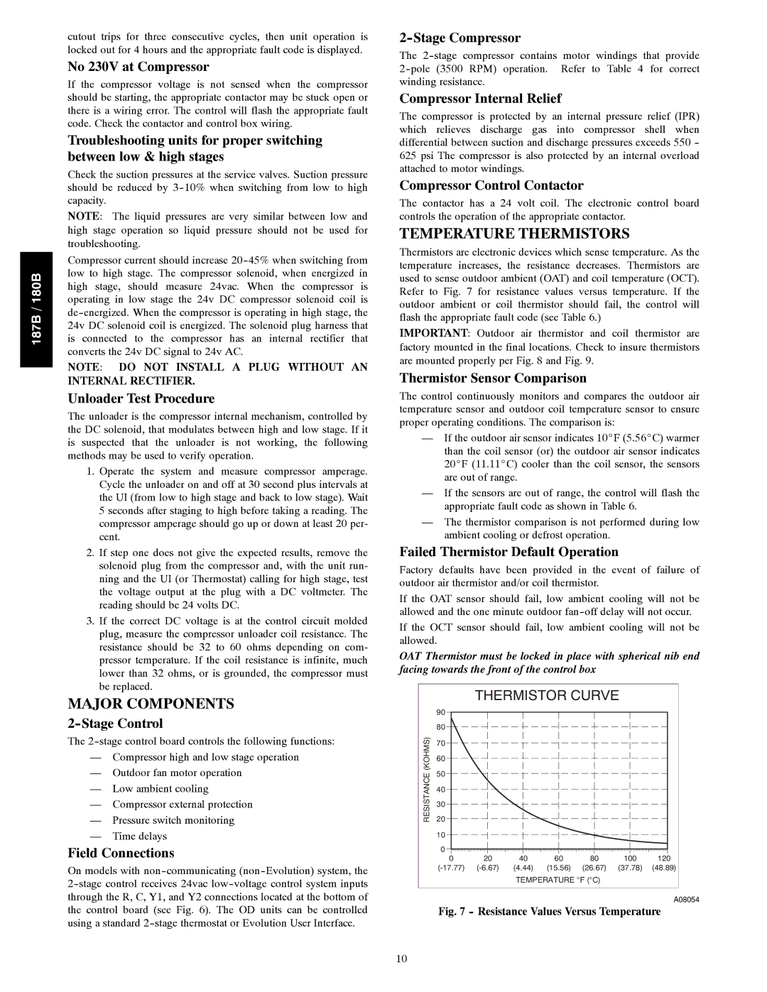 Bryant 187B installation instructions Major Components, Temperature Thermistors 