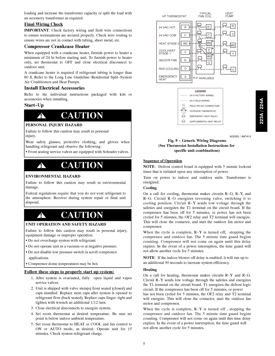 Bryant 224A, 223A Compressor Crankcase Heater, Install Electrical Accessories, Start-Up, Final Wiring Check 