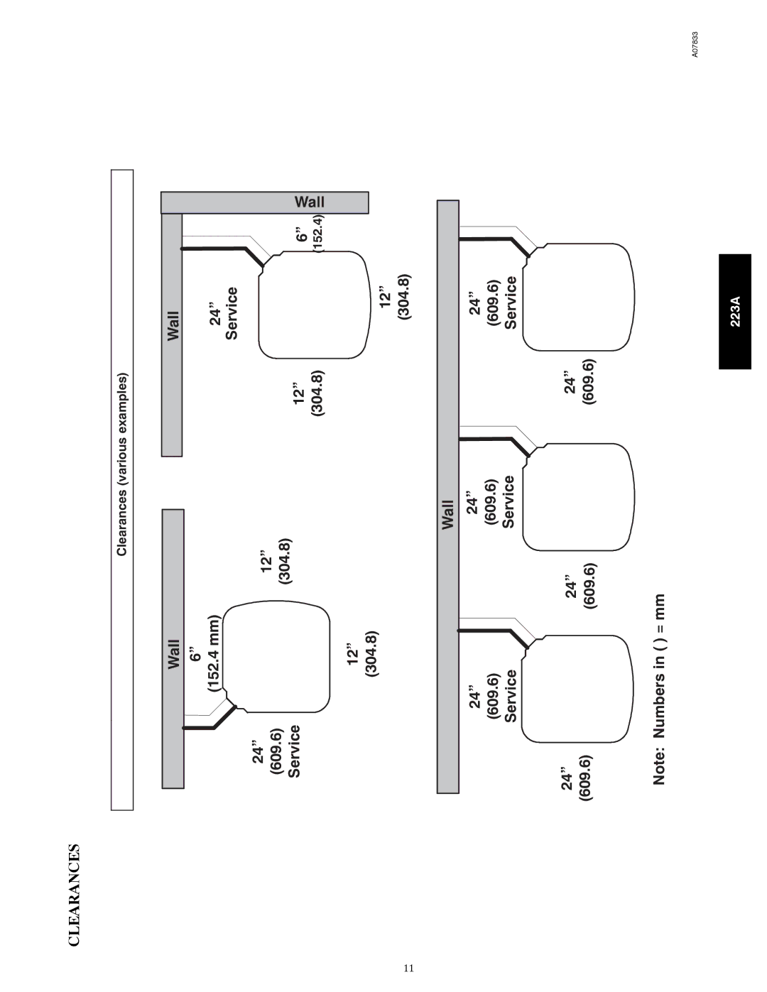 Bryant 223A manual Wall 152.4 mm 609.6 304.8 Service 