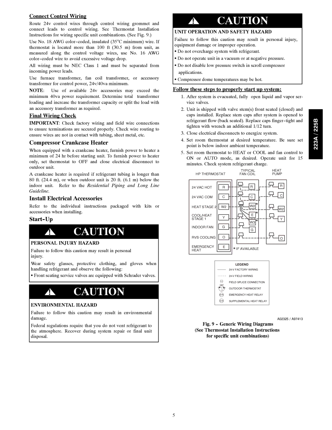 Bryant 223A installation instructions Compressor Crankcase Heater, Install Electrical Accessories, Start-Up 