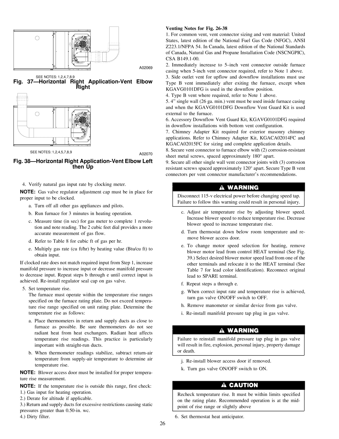 Bryant 310AAV, 310JAV warranty Horizontal Right Application-Vent Elbow 