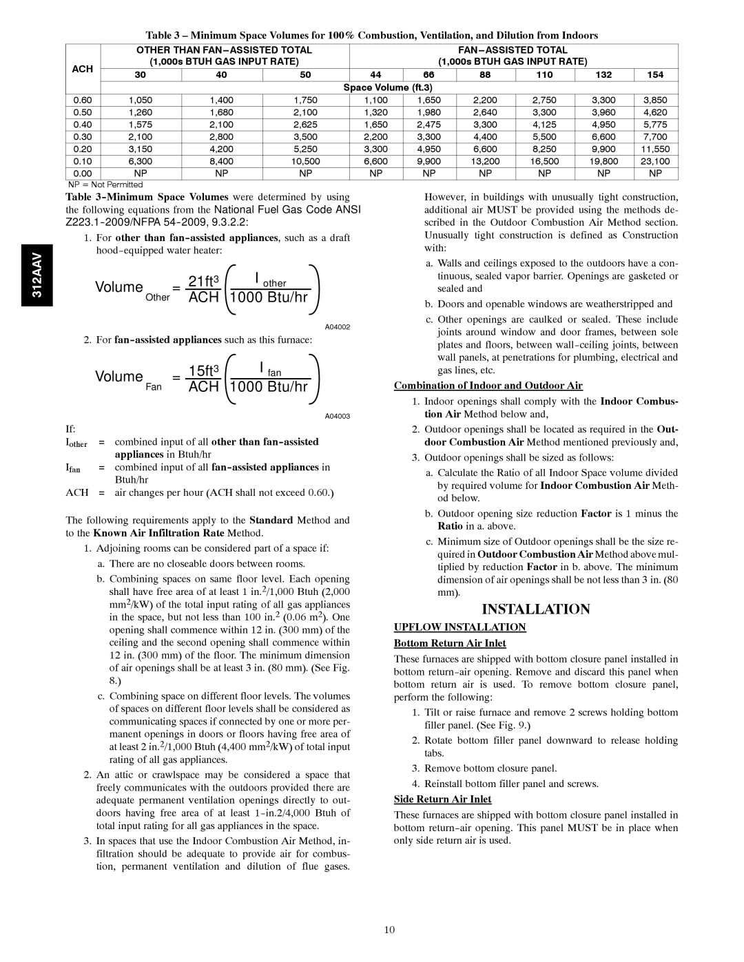 Bryant 312AAV/JAV instruction manual Upflow Installation 