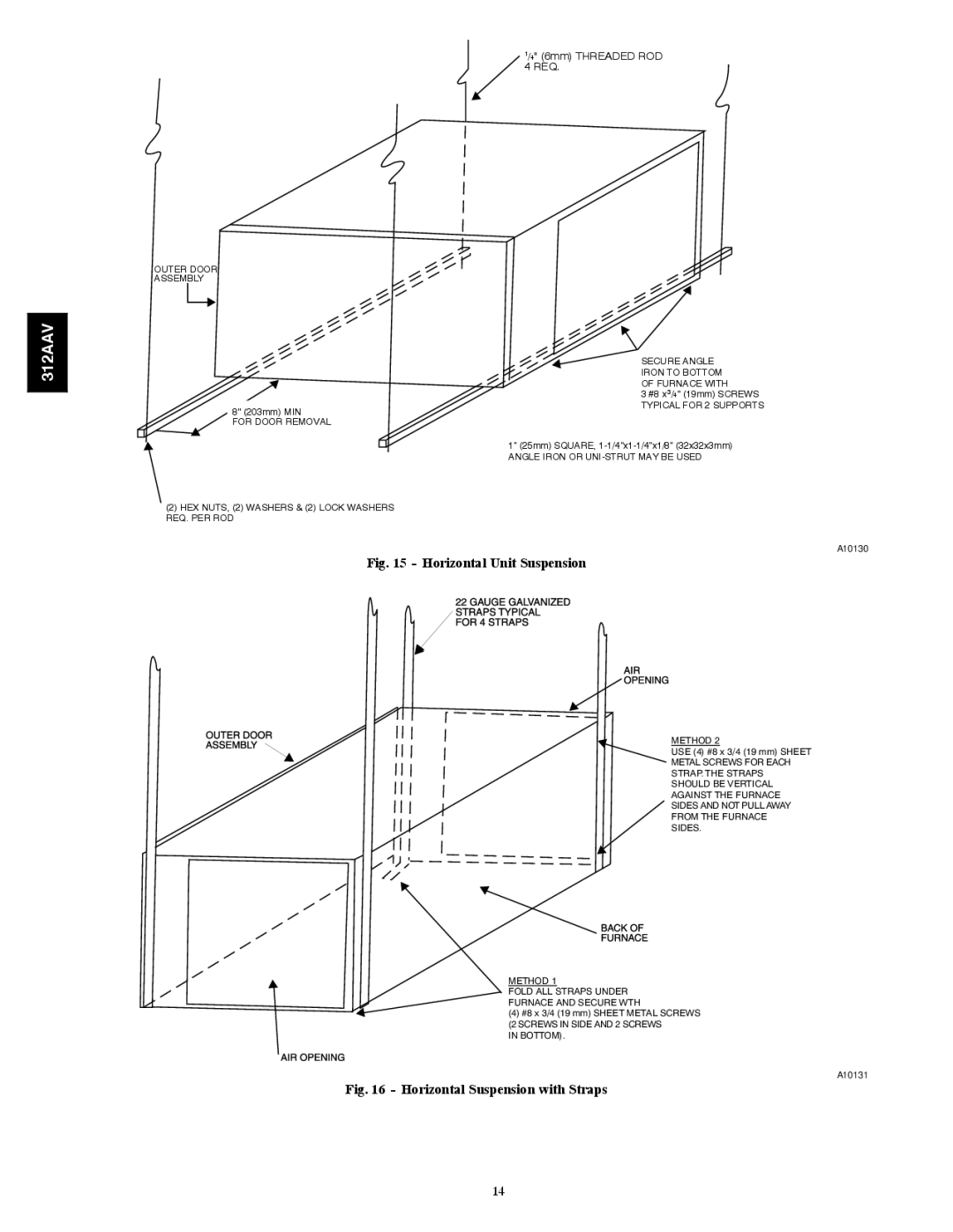 Bryant 312AAV/JAV instruction manual Horizontal Unit Suspension 