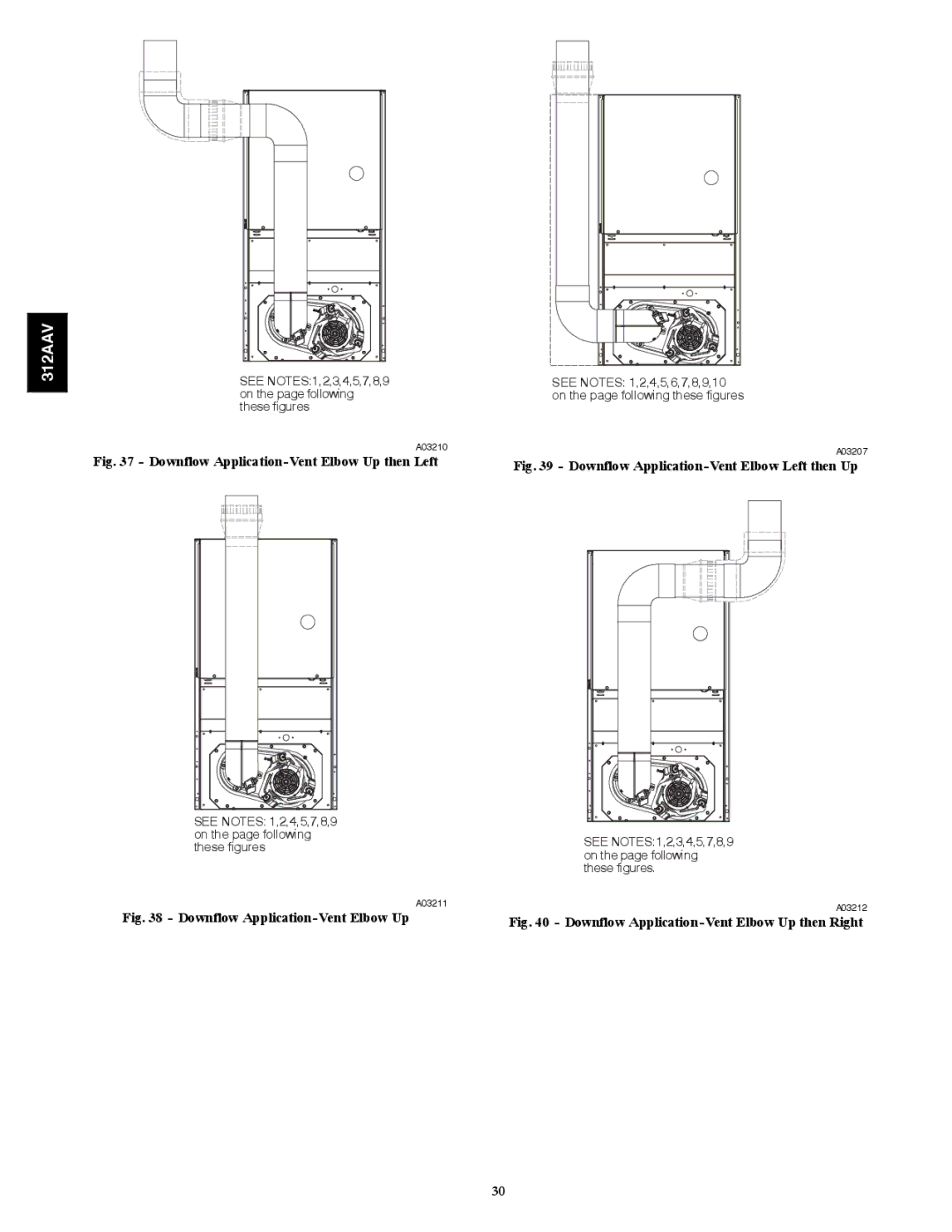 Bryant 312AAV/JAV instruction manual Downflow Application-Vent Elbow Up then Left 