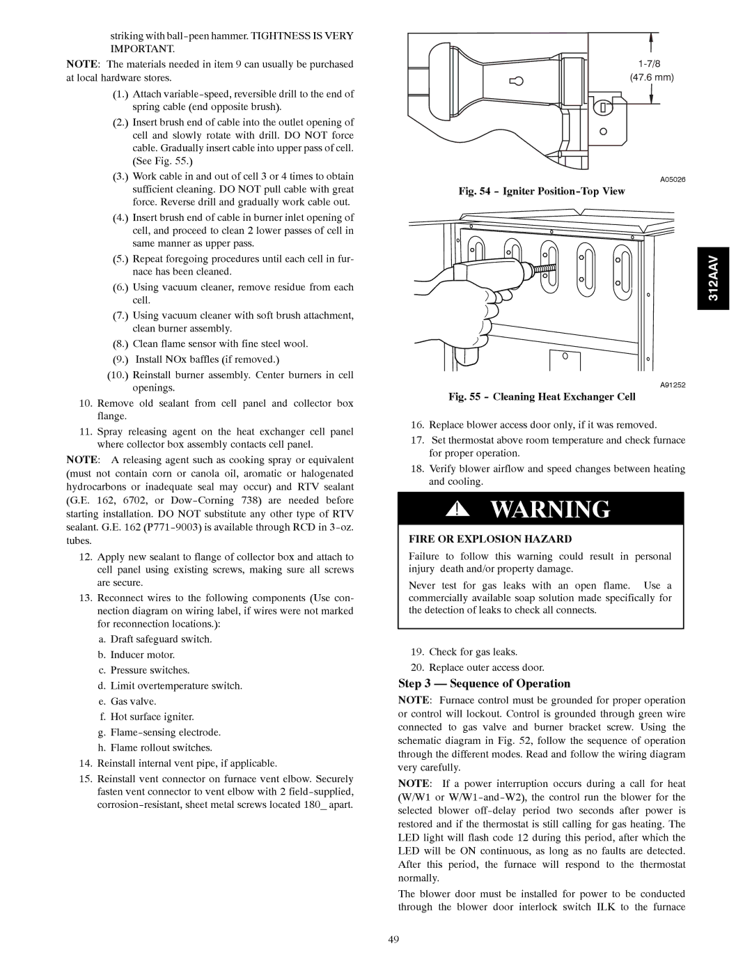 Bryant 312AAV/JAV instruction manual Sequence of Operation, Igniter Position-Top View 