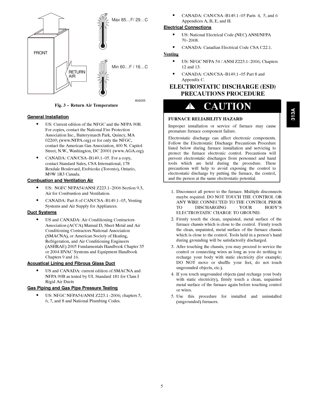 Bryant 313AAV instruction manual Electrostatic Discharge ESD Precautions Procedure, Venting 