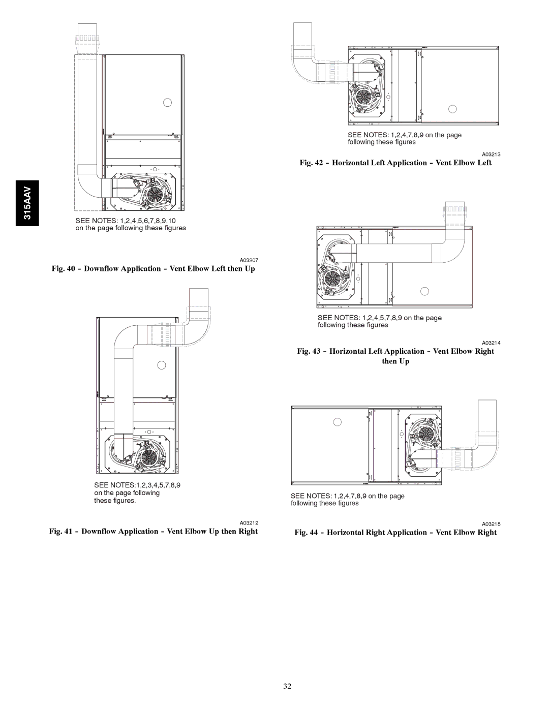 Bryant 315AAV instruction manual Horizontal Left Application Vent Elbow Left 