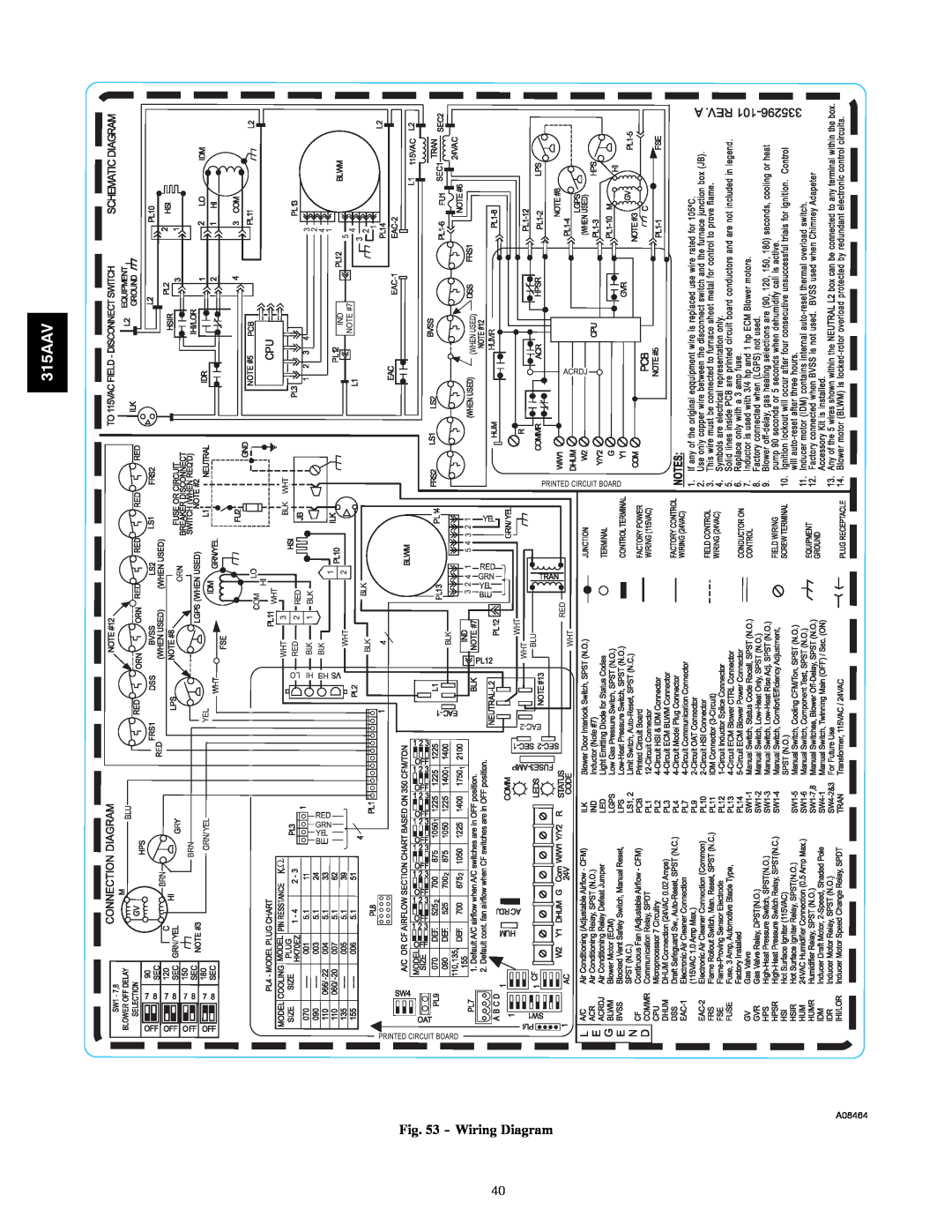 Bryant 315AAV instruction manual Wiring Diagram, A08464 