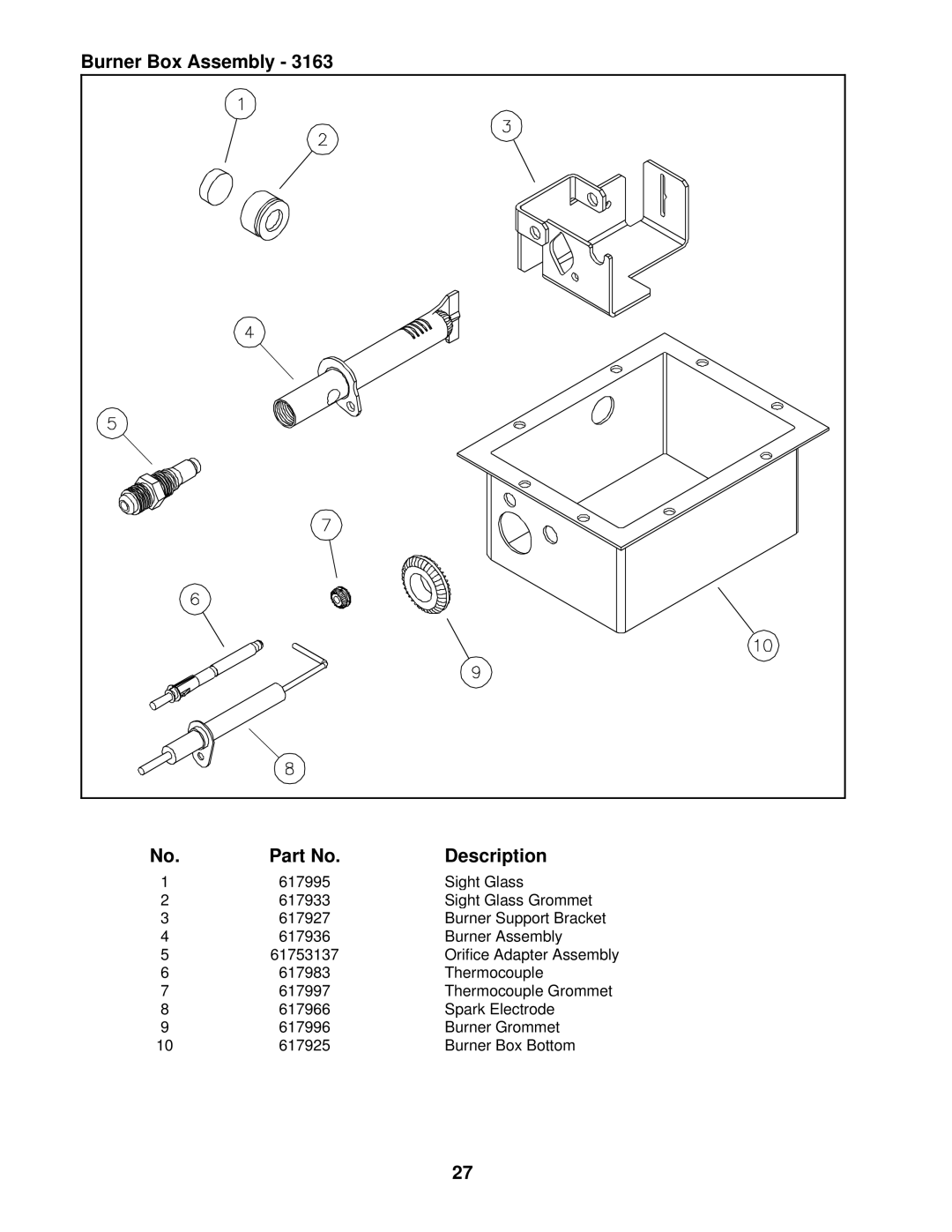 Bryant 3163 service manual Burner Box Assembly, Description 