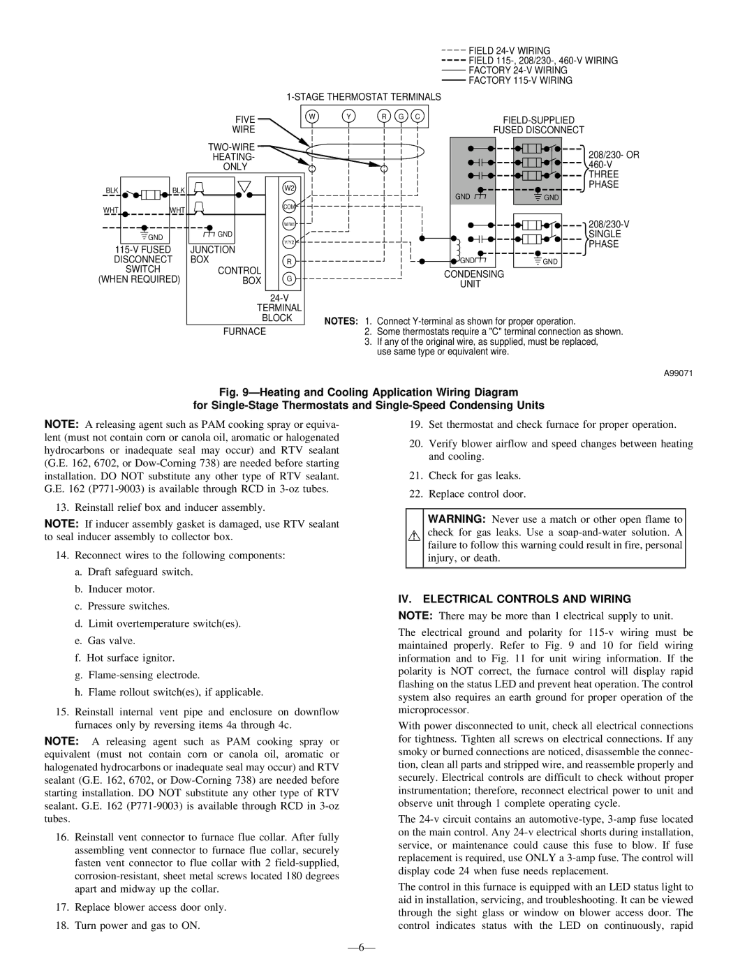 Bryant 331JAV, 330JAV instruction manual IV. Electrical Controls and Wiring 