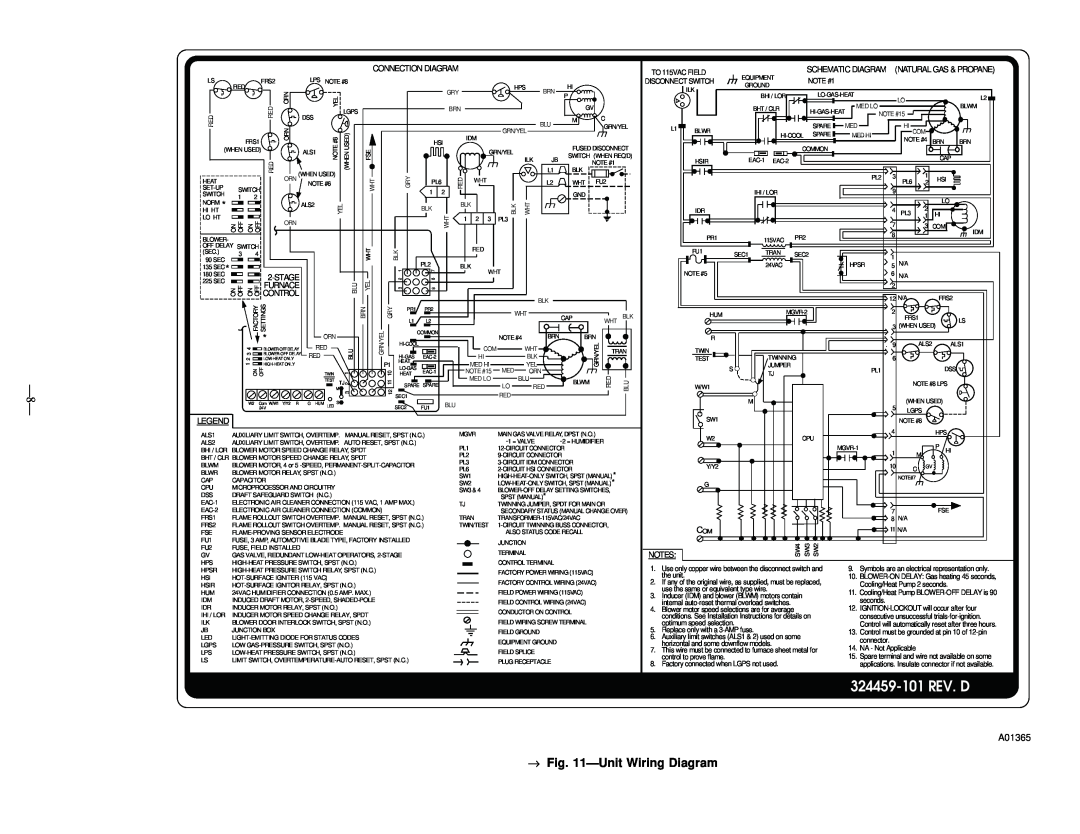 Bryant 331JAV, 330JAV 324459-101REV. D, → -UnitWiring Diagram, Connection Diagram, Stage, Onoff Control, Furnace 