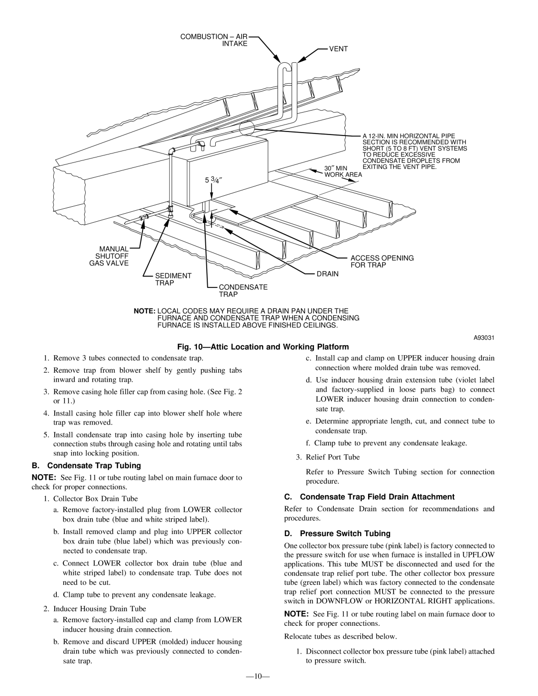 Bryant 340MAV instruction manual ÐAttic Location and Working Platform 