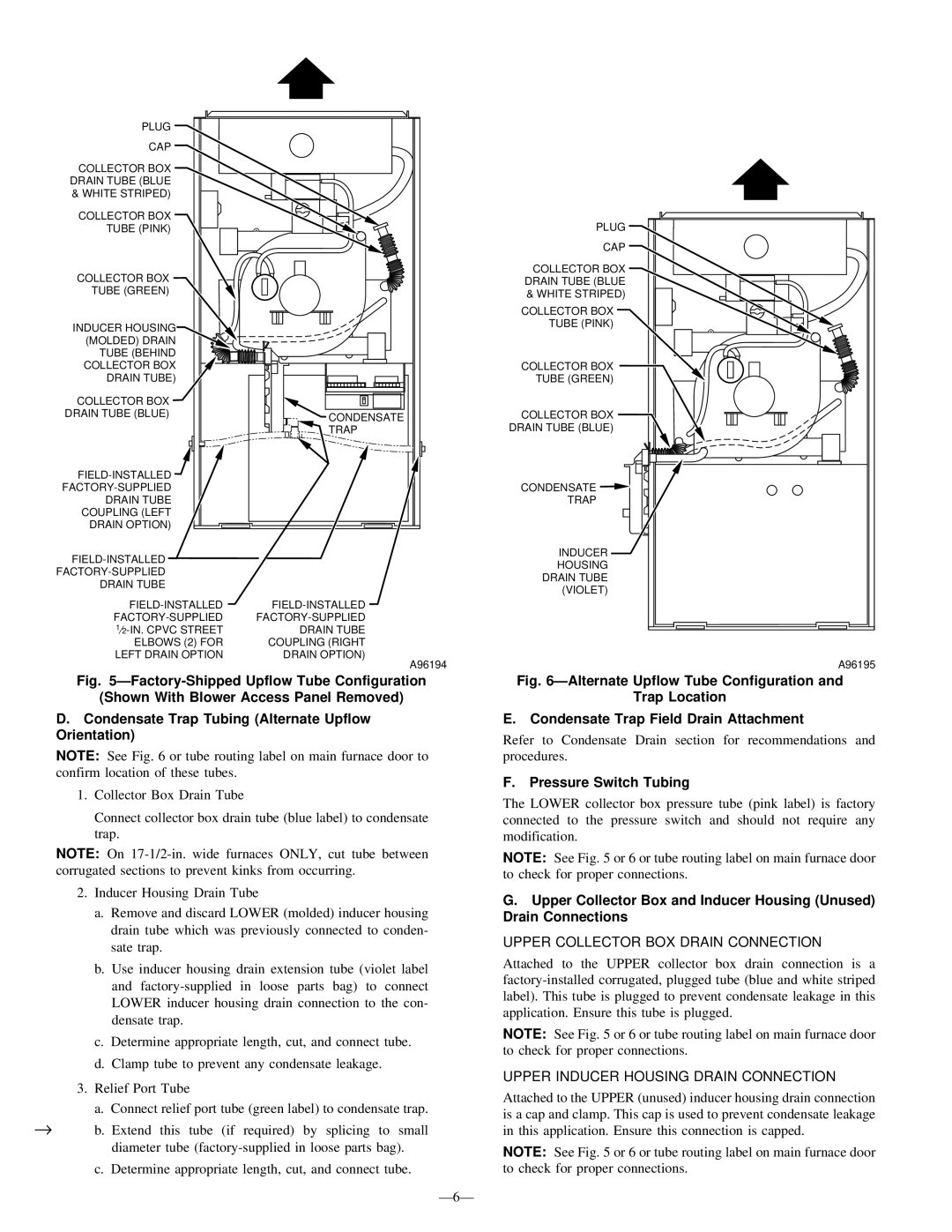 Bryant 340MAV instruction manual Ð6Ð, Pressure Switch Tubing 