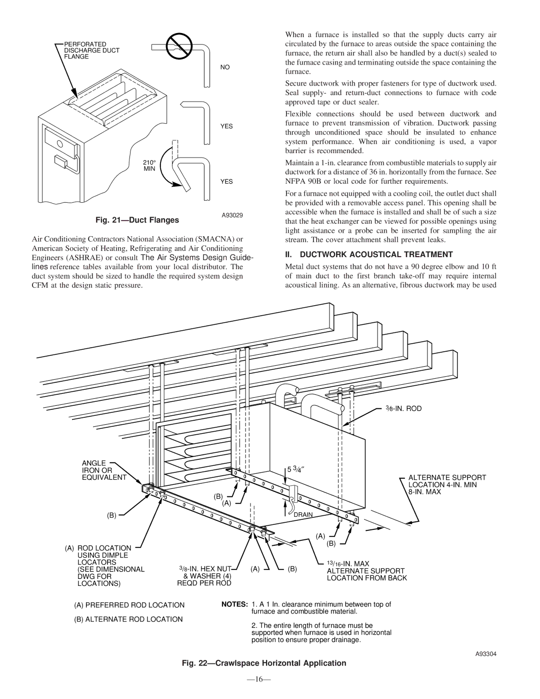 Bryant 340MAV instruction manual Duct Flanges, II. Ductwork Acoustical Treatment 