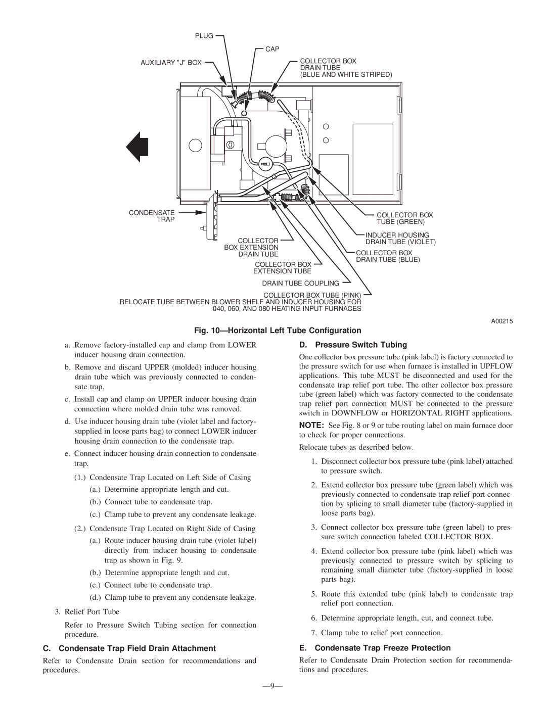 Bryant 340MAV instruction manual Horizontal Left Tube Configuration 