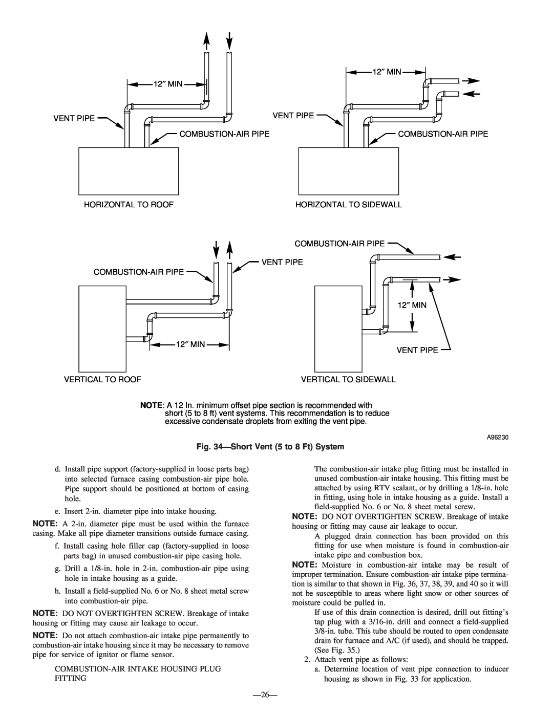Bryant 340MAV instruction manual ShortVent 5 to 8 Ft System 
