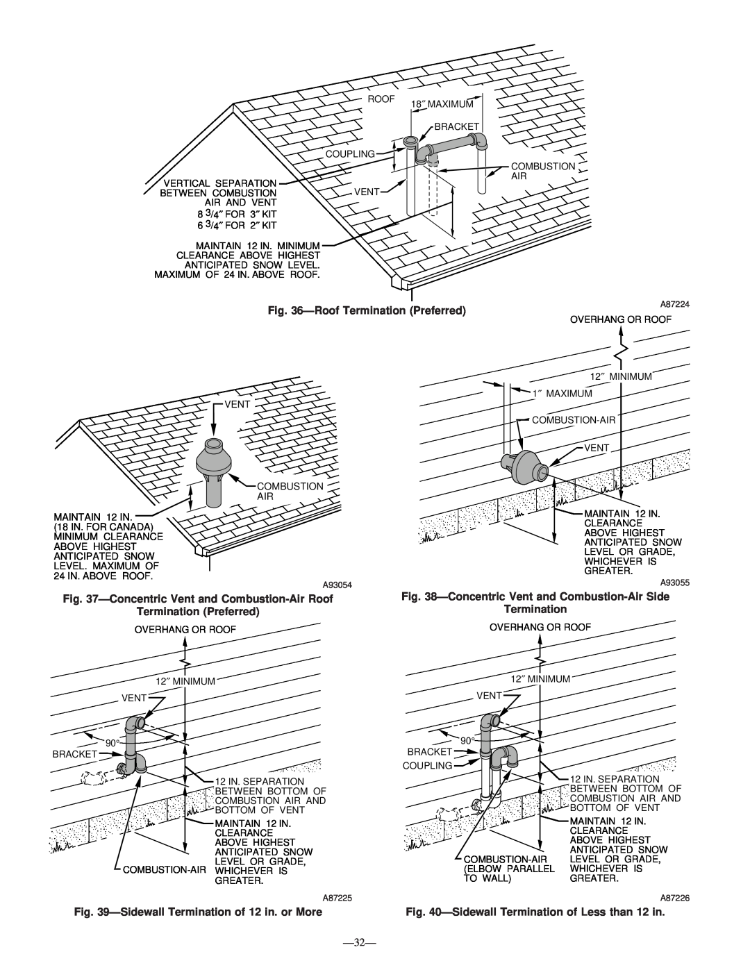 Bryant 340MAV RoofTermination Preferred, ConcentricVent and Combustion-AirRoof, ConcentricVent and Combustion-AirSide 