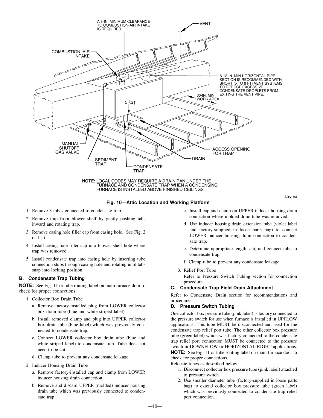 Bryant 345MAV instruction manual ÐAttic Location and Working Platform 