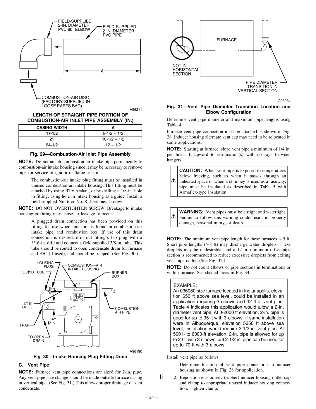 Bryant 345MAV instruction manual ÐCombustion-Air Inlet Pipe Assembly 