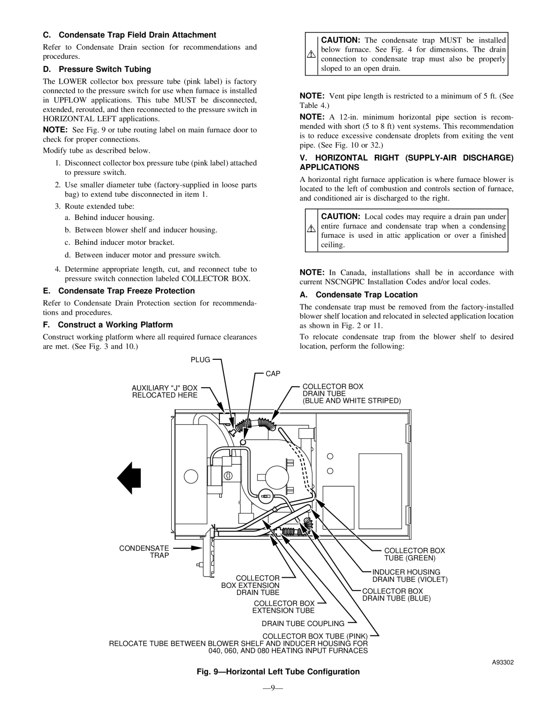 Bryant 345MAV instruction manual Horizontal Right SUPPLY-AIR Discharge Applications, Construct a Working Platform, Ð9Ð 